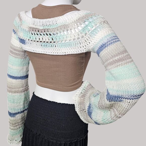 Handmade Knit & Crochet Bolero Shrug – Fits Small to Large - Picture 6 of 8
